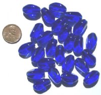 25 18x12mm Four Sided Twisted Ovals - Sapphire